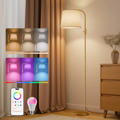 Smart RGB Arc Floor Lamp, 65", App Control, Compatible with Alexa - color: Gold, size: 65"(App Control)