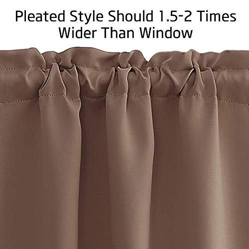 NICETOWN Kitchen Valance Curtain 18 inches Length + 1.6" Header Adjustable Small Window Curtain Valances for Cafe Rod Pocket Curtain Tiers for Kitchen Cabinet Cupboards, 2 PCs, Cappuccino, 42" Wide - color: Cappuccino, size: 42"W x 18"L (Pack of 2)