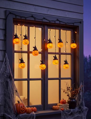 7FT Halloween Pumpkin Curtain String Lights Plug-in 25 LED Decor - color: Hooded Pumpkin Curtain Lights
