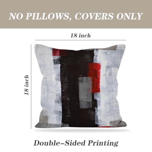 Throw Pillow Covers for Couch, 18x18 Inch, Set of 2, Grey Red - color: Red and Grey, size: 18" x 18" (Pack of 2)