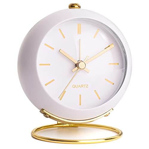 AYRELY® Battery Operated Analog Desk Alarm Clock with Light, Table Clock - color: White