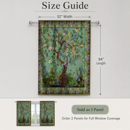 HMS Happy Memories Door Curtain, Tree of Life, 52"x84", 1 Panel - color: Green Tree of Live