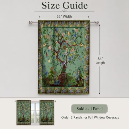 HMS Happy Memories Door Curtain, Tree of Life, 52"x84", 1 Panel - color: Green Tree of Live