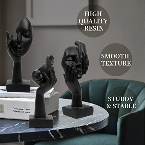 3 Pcs Thinker Statue,Modern Home Sculptures,Collectible Figurines - color: 3 Pcs Black-2