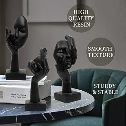 3 Pcs Thinker Statue,Modern Home Sculptures,Collectible Figurines - color: 3 Pcs Black-2
