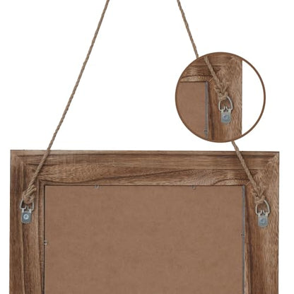 QDSSDECO 16" x 20" Farmhouse Wall Mirror with Shelf and Hemp Rope, Brown - color: Brown With Hemp Rope
