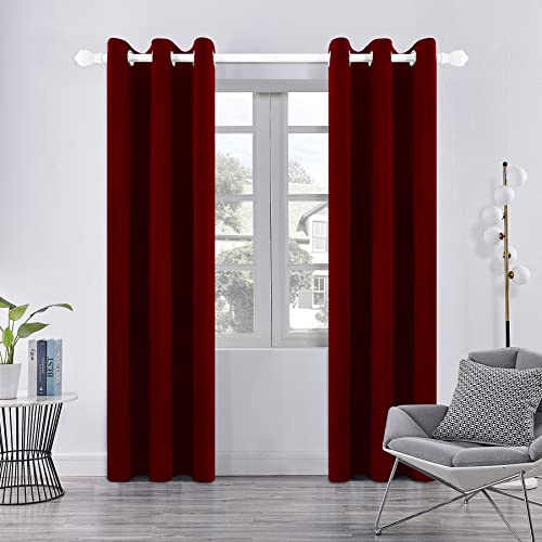 Pickluc Grommet Blackout Curtains 84 Inches Long 2 Panels Set, Thermal Insulated Drapes for Bedroom, Noise Reduction, Privacy Protection, Burgundy Red, 42" Wide x 84" Length - color: Burgundy Red, size: 42"W x 84"L (Pack of 2)