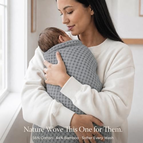 Threadmill Waffle Swaddle Blanket, Rayon Derived from Bamboo,Scottish Grey - color: Scottish Grey, size: Swaddle (41" x 37")