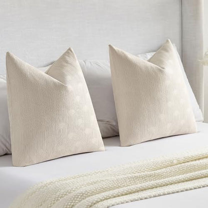 FUTEI Pack of 2 Chenille Throw Pillow Covers 20x20 Inch,Beige - color: Beige, size: 20" x 20" (Pack of 2)
