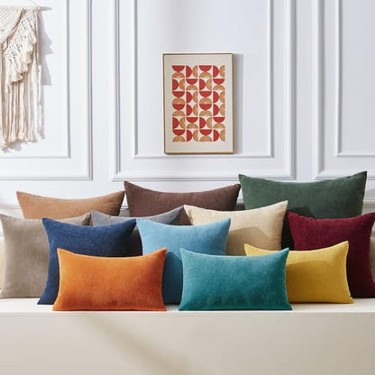 GAWAMAY Dark Green Chenille Throw Pillow Covers 18x18 Set of 4 for Couch - color: Dark Green, size: 18" x 18" (Pack of 4)