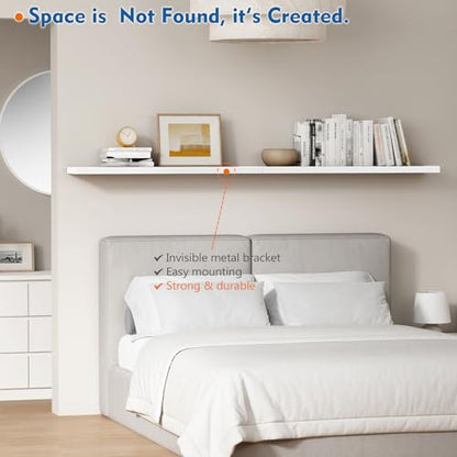 Harwaya White Floating Shelves 36 Inch Long, Large Wall Shelf for Bedroom - color: White, size: 36 x 8 Inch