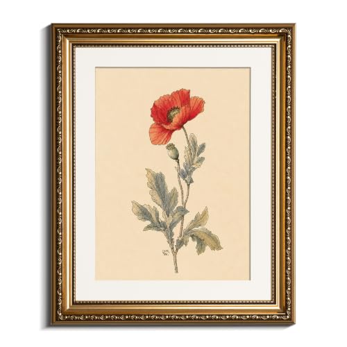 VIYYIEA Vintage Gold Framed Flower Wall Art for Living Room, 13x16 Inch - color: Small Vase, size: 16"L x 13"W