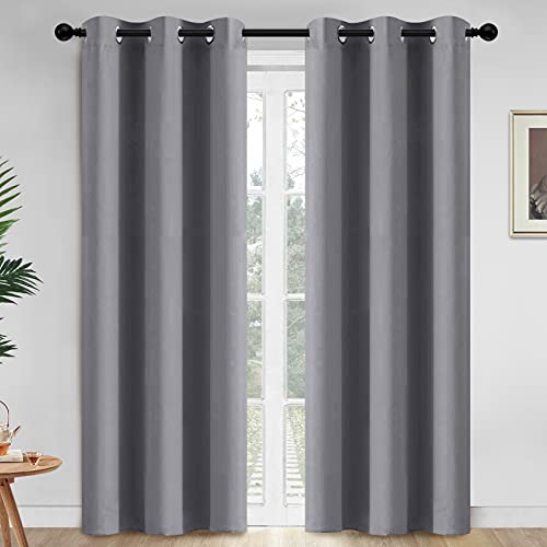 Yakamok Grey Room Darkening Curtains 42x84 inch Gray Grommet-Living Room - color: Grey, size: 42"W x 84"L (Pack of 2)