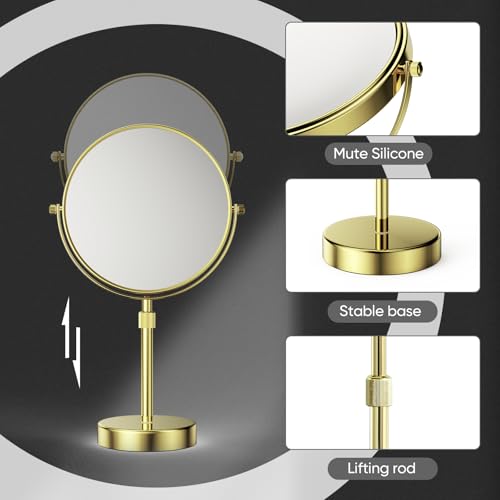 Nicesail Adjustable Tabletop Makeup Mirror Magnified Vanity Gold 10X - color: Gold-10x