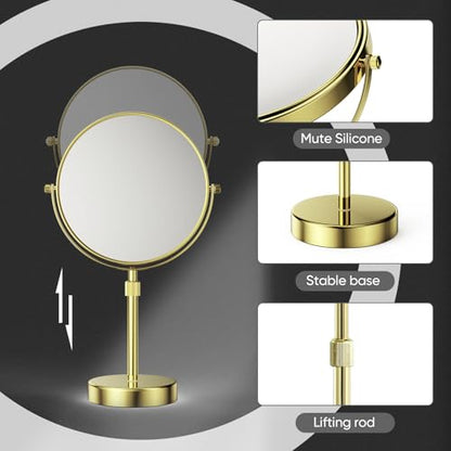 Nicesail Adjustable Tabletop Makeup Mirror Magnified Vanity Gold 10X - color: Gold-10x