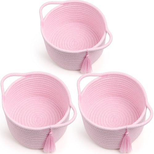 3-Pack Small Gift Basket Empty to Fill, Cellophane Bag & Ribbon, Pink - color: Pastel Pink, size: 3 Pack