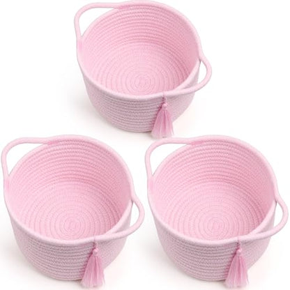 3-Pack Small Gift Basket Empty to Fill, Cellophane Bag & Ribbon, Pink - color: Pastel Pink, size: 3 Pack