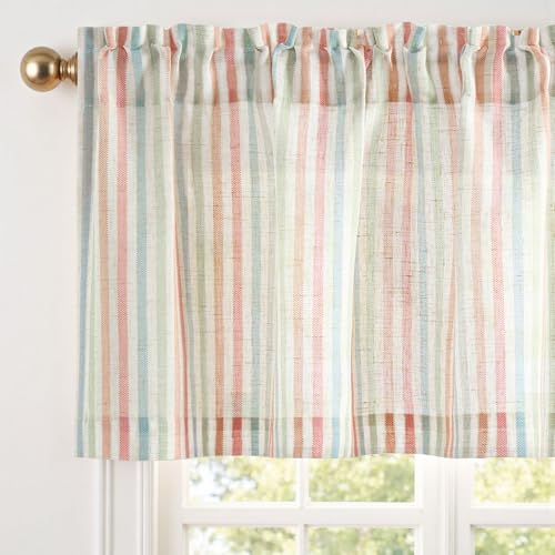 jinchan Linen Boxter Stripe Valances for Window 50 x 16 inch,Candy,1 Panel - color: Boxter Stripe | Candy on Linen, size: 50"W x 16"L (Pack of 1)