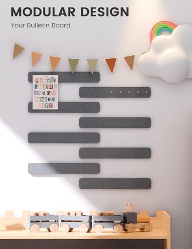 Fluxynara 13" x 2" Felt Wall Panels, Charcoal Gray - color: Charcoal Gray, size: 8-pack