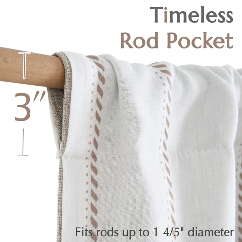jinchan Stripe Linen Window Valance Curtain, 50x16, 1 Panel, Taupe - color: Nautical Striped Taupe on White, size: 50"W x 16"L (Pack of 1)