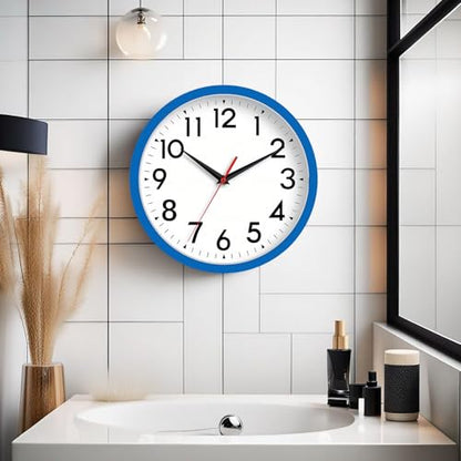 DAXSMY 8 Inch Wall Clock, Battery Operated Silent Non Ticking - color: H-blue, size: 8"