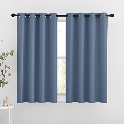 NICETOWN Bedroom Blackout Curtains and Drapes 54" L - Window Treatment Thermal Insulated Solid Grommet Blackout Draperies for Home Office (Stone Blue, 2 Panels=92" Wide) - color: Stone Blue, size: 46"W x 54"L (Pack of 2)