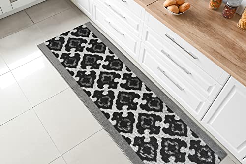 REMNAZ Custom Size Non-Slip Rubber Backed Hallway & Stair Runner | Washable, Robot & Pet Friendly | Curl Resistant, Shed-Free, Anti-Fray Edges | 31 inch Wide X 6 feet Long, Royal Grey - color: ‎royal / Grey, size: 31 inch Width X 6 Feet Length