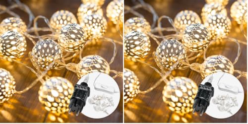 Cobus CozyHome Heart String Lights – 23 FT & 20 Warm White LEDs | Indoor | Christmas Fairy Lights Engagement Wedding Decoration Table Decoration Fairy Lights (Pack of 2) - size: Stecker - 20 LEDs - 7 Meter (Pack of 2)