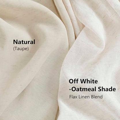 Natural White Flax Linen Sheer Curtains for Living Room Bedroom 52"x63" 2pk - color: Off White ( Flax Linen Blend- Oatmeal Shade ), size: 52"W x 63"L (Pack of 2)