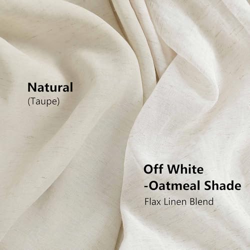 Flax Linen Sheer Curtain Panels for Bedroom Rustic Natural Taupe 52x96" 2pc - color: Natural (Taupe), size: 52"W x 95"L (Pack of 2)