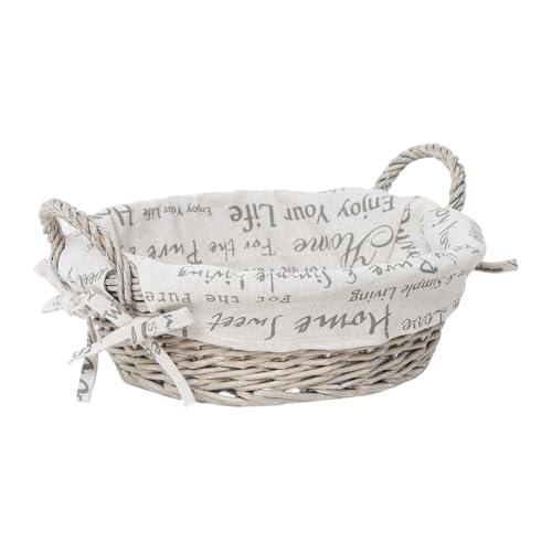 Wicker Bread Basket With Handle, Grey Wicker Storage Basket