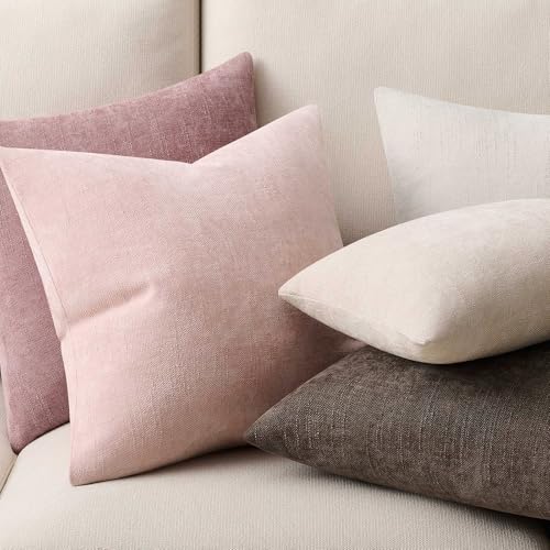 JUSPURBET Chenille Texture 12x20 Lumbar Throw Pillow Covers,Coffee Brown - color: Coffee Brown, size: 20" x 12" (Pack of 2)
