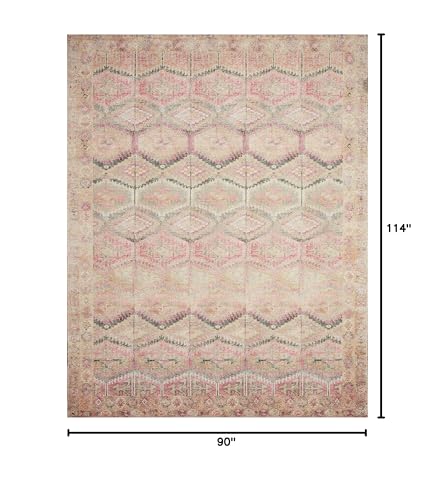Loloi Layla Pink/Lagoon 7'-6" x 9'-6" Area Rug - color: Pink / Lagoon, size: 7'6" x 9'6" (Rectangular)
