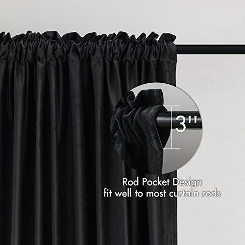 MIULEE Black Blackout Velvet Curtains Drapes 72 Inch Long 52"x72" Bedroom - color: Black, size: 52"W x 72"L (Pack of 2)
