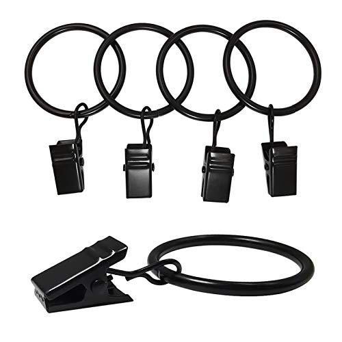 40 Pack Metal Curtain Rings with Clips, 1.26 in ID, Black - color: Black, size: 1.26" I D 40 Pack