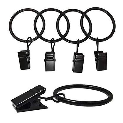 120 Pack Curtain Rings with Clips, Drapery Clips with Rings, Drapes Rings 1.26 in Interior Diameter, Fits up to 1 in Curtain Rod, Black - color: Black, size: 1.26" I D 120 Pack