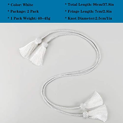 Elegant Tassel Curtain Tiebacks Rope Curtain Tie Backs for Windows Porlau - color: White