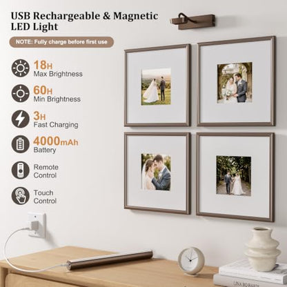 Picture Light for Wall, 4000mAh,13.8 Inch, 2 Pack, Brown - color: Brown
