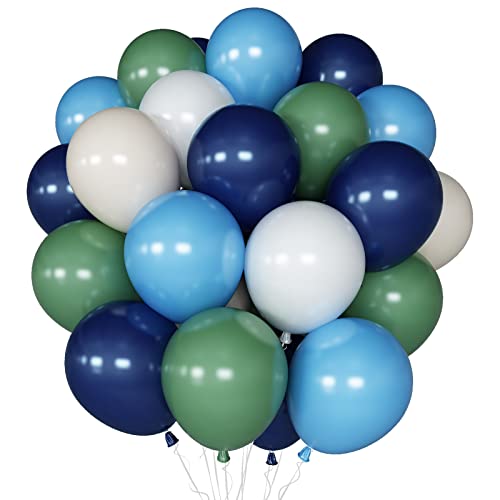 Balloons Green and Navy Blue, 60Pcs 12 Inch Latex Balloons - color: Blue Green