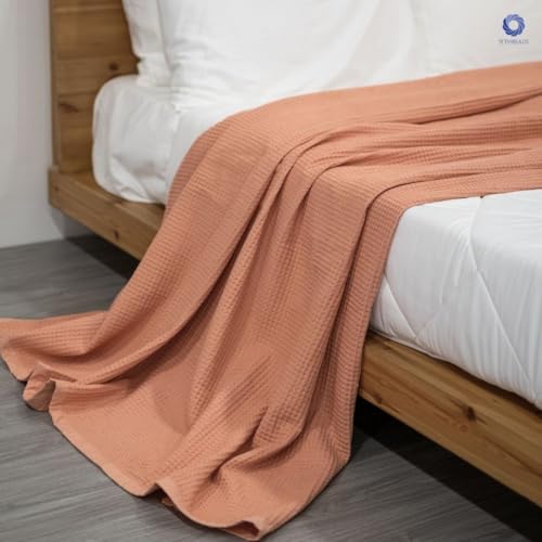 GOTS Certified Organic Cotton Waffle Weave Blanket, Twin Bed & Couch Throw, 66"X90", Modern Home Decor - color: Waffle - Sunbay, size: Twin