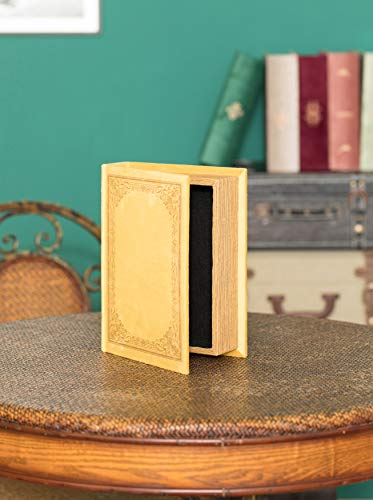 Decorative Vintage Book Shaped Trinket Storage Box - Yellow - color: Yellow