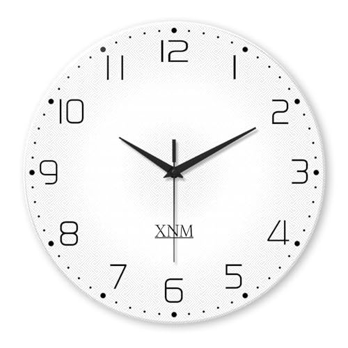 XNM White Simple Glass Wall Clocks Battery Operated 14 Inch - color: White, size: 14 Inch