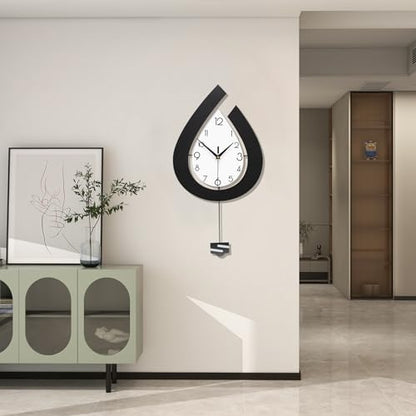 Large Modern Black Pendulum Wall Clock for Living Room Decor - size: 22.4 INCH