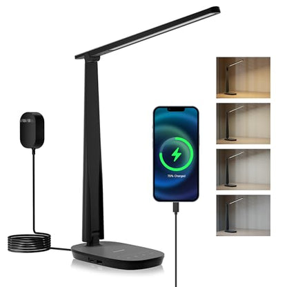 Honeywell HWT-H2 LED Desk Lamp, Eye-Caring Full Spectrum, USB Charging - color: Black