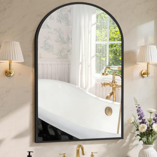 Sweetcrispy 24"x36" Arched Bathroom Mirror, Bathroom Mirrors for Over Sink - color: Black-arched, size: 36"L x 24"W