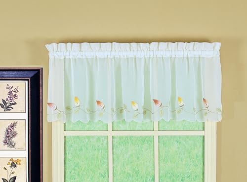 Today's Curtain,Vineyard 3-D Appliqué,Valance 14", Ecru, 60" W x 14" L - color: Ecru, size: 60"W x 14"L (Pack of 1)