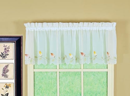 Today's Curtain,Vineyard 3-D Appliqué,Valance 14", Ecru, 60" W x 14" L - color: Ecru, size: 60"W x 14"L (Pack of 1)