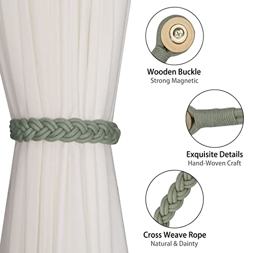 BEL AVENIR Curtain Tiebacks Magnetic 2 Pack Woven Drapery Holdback - color: Silver Grey -2pack