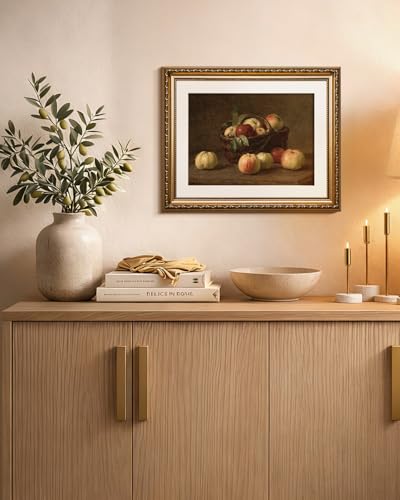 VIYYIEA Gold Framed Apple Still Life Wall Art Canvas Painting, 13×16 Inch - color: Apple Still Life, size: 16"L x 13"W