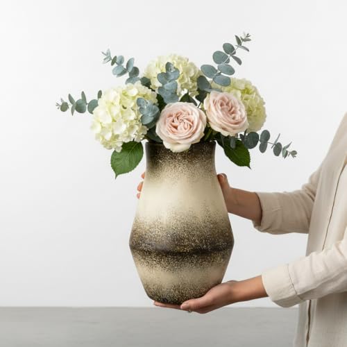 Rustic Ceramic Vase, 11 Inch Tall - color: Dark Brown, size: 11 inch